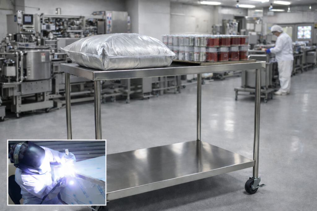 食品工場ワゴンの耐久イメージ