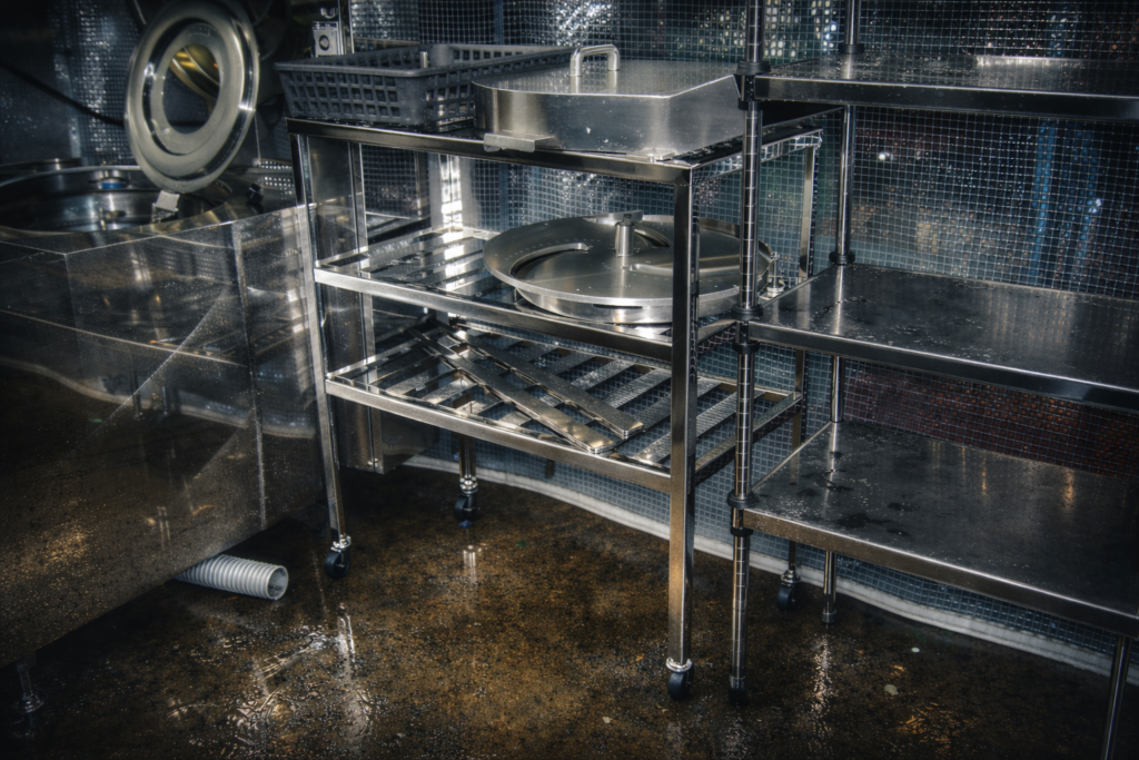 食品工場隙間に収納