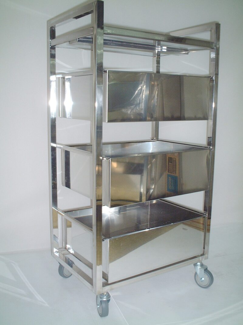 引き出し３段角パイプワゴン